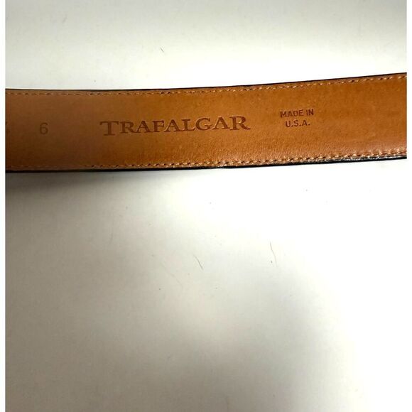 Trafalgar Black Burundi French Calf Croc Embossed Leather Belt Sz. 38 - Picture 3 of 6